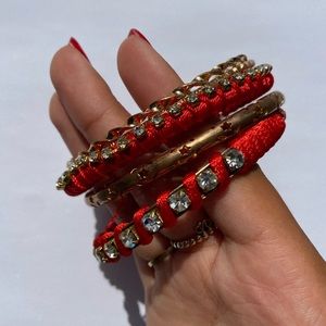 Never Worn Vintage Red & Gold 5-piece Bracelet Set